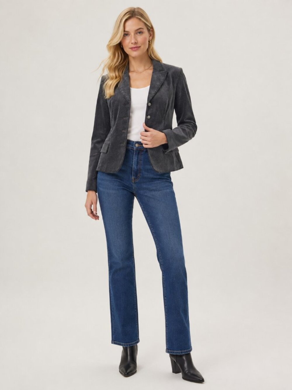 TAHARI Arthur S. Levine Corduroy Blazer Paisley Print Lining Charcoal 4 #A4327